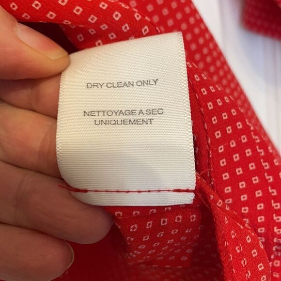 Joie Page Red & White Printed Silk Blouse - Picture 4 of 7